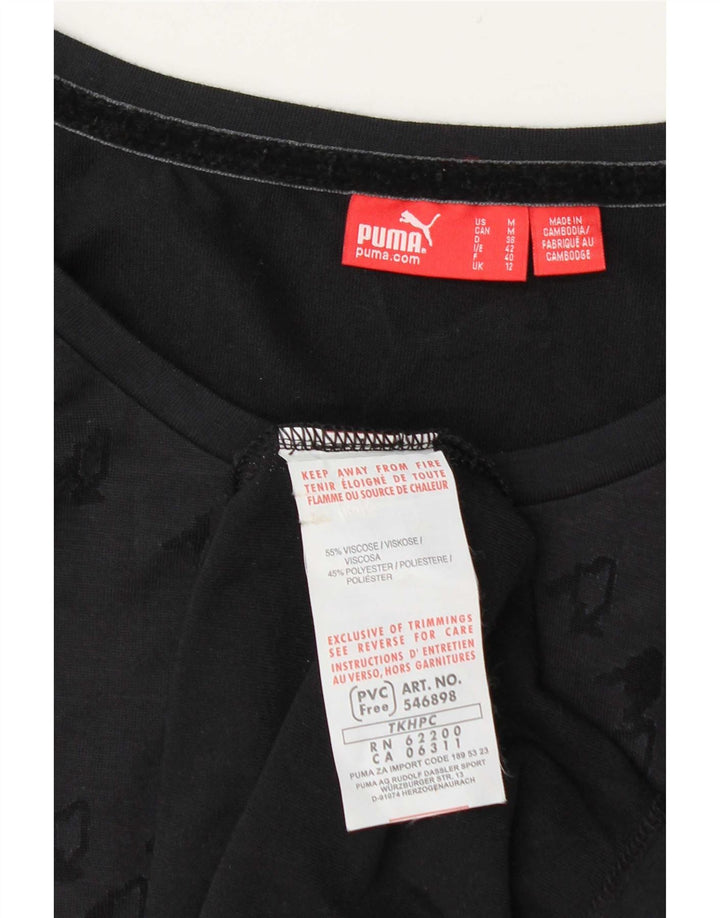 Puma Haut transparent pour femme UK 12 Viscose géométrique bleu marine moyen