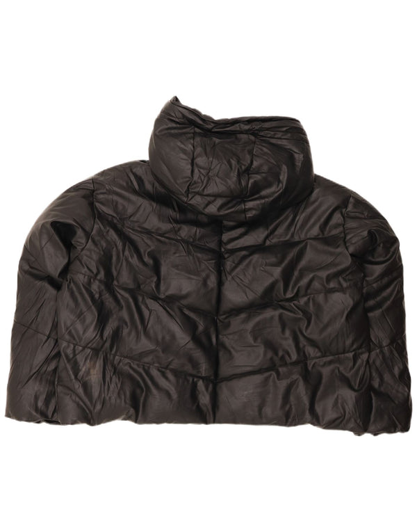 Zara Veste matelassée surdimensionnée à capuche pour femme UK 20 2XL Noir Polyuréthane