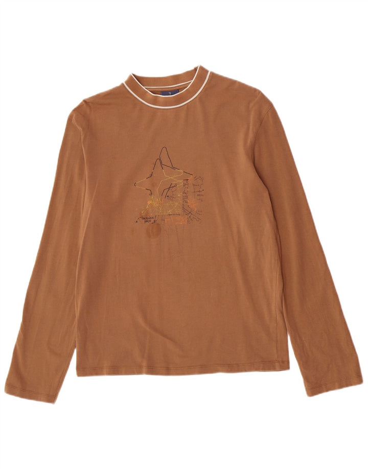 Trussardi Jeans Haut Graphique Manches Longues Coton Marron Moyen Homme