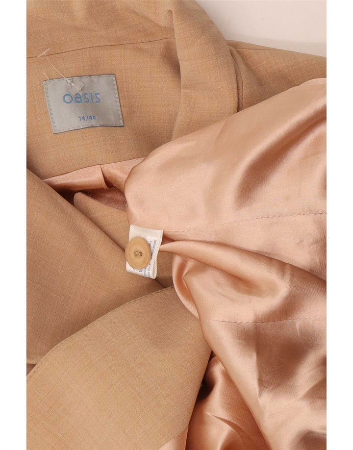 Oasis Veste Blazer 1 Bouton Femme UK 14 Beige Moyen Polyester