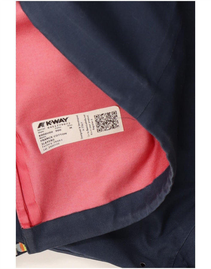 K-Way Veste de pluie à capuche pour homme UK 38 Bleu marine moyen Coton