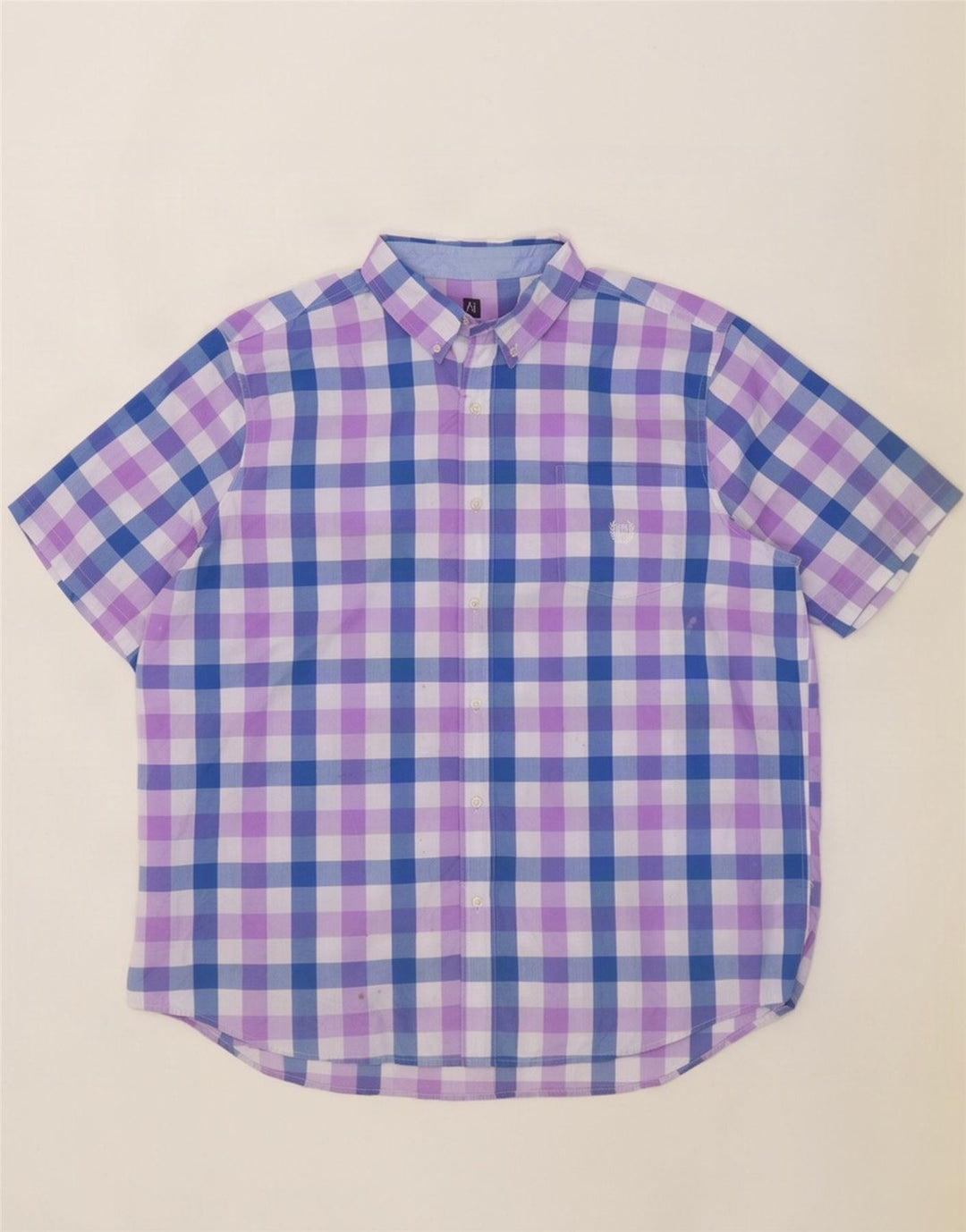 Chaps Chemise à manches courtes pour homme facile d'entretien 2XL en coton vichy bleu