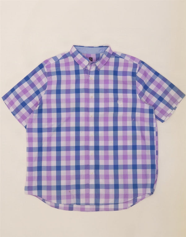 Chaps Chemise à manches courtes pour homme facile d'entretien 2XL en coton vichy bleu