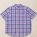 Chaps Chemise à manches courtes pour homme facile d'entretien 2XL en coton vichy bleu