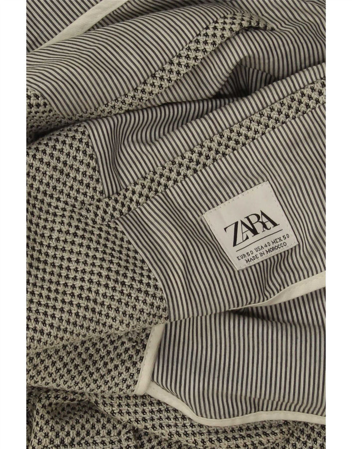 Zara Veste Blazer 2 Boutons Homme EU 50 Gris Moyen Polyester