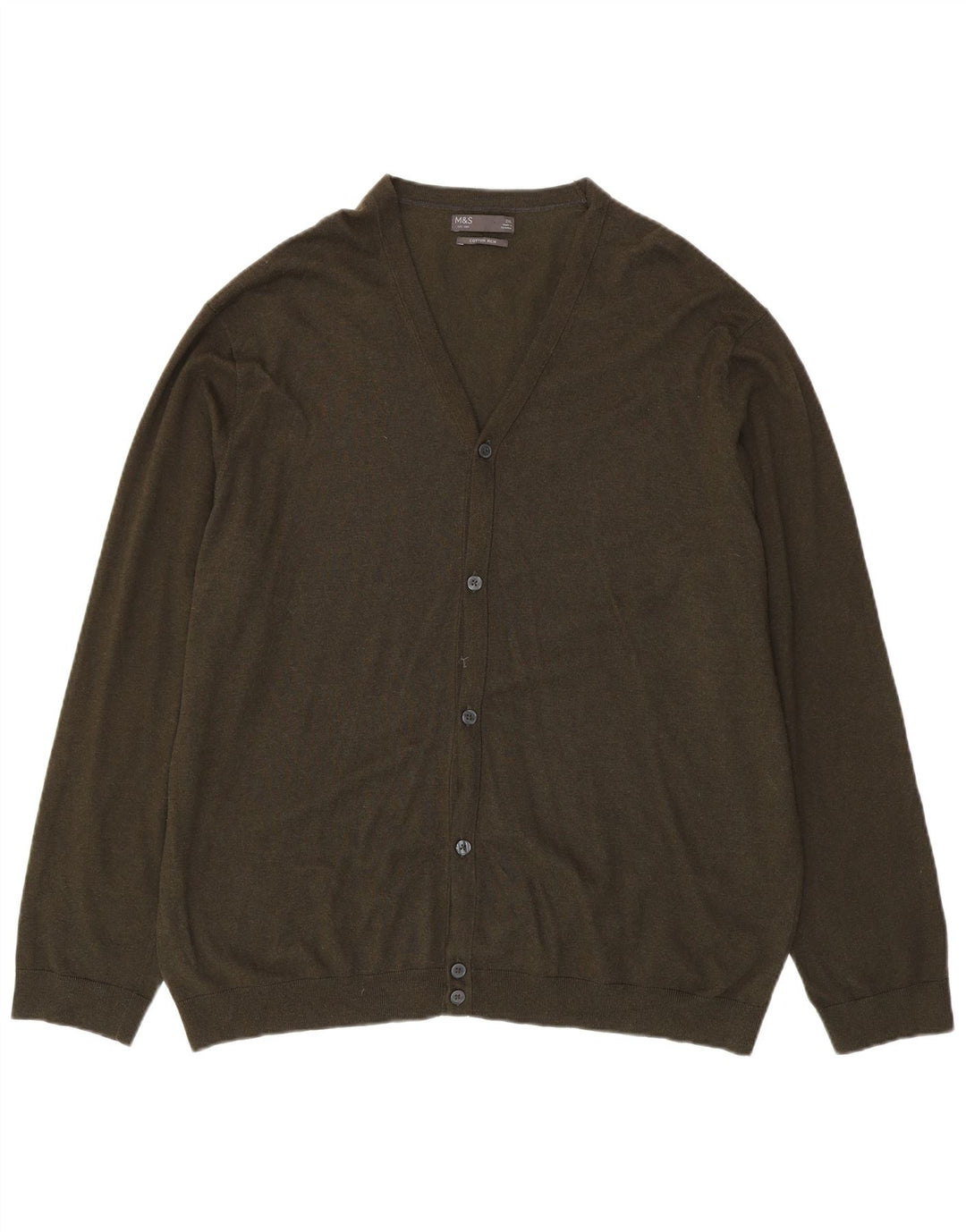 Marks & Spencer Cardigan pour homme en coton kaki 2XL