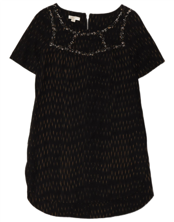 Monsoon Robe droite pour femme UK 12 Coton à pois noir moyen
