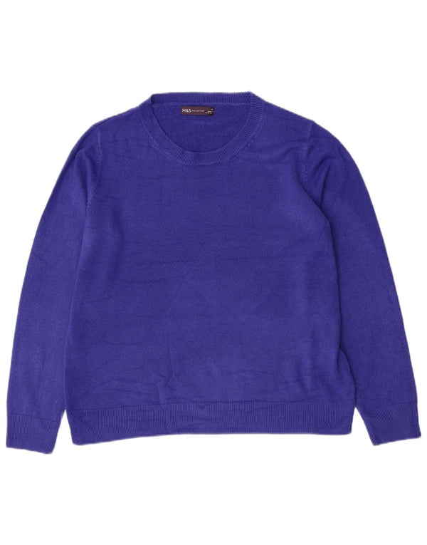 Marks & Spencer Pull col bateau pour femme UK 16 Large Bleu Acrylique