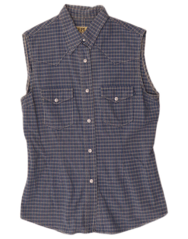 Replay Chemise sans manches pour femme UK 18 XL Bleu à carreaux en coton