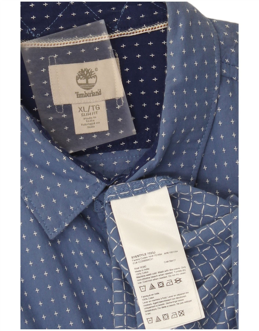 Timberland Chemise Slim Fit à Motif Abstrait Homme Bleu Coton