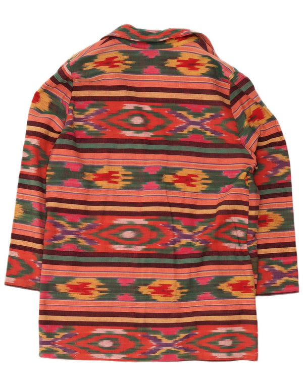 vintage Femme 2 Bouton Blazer Veste UK 18 XL Multicolore Ikat Coton