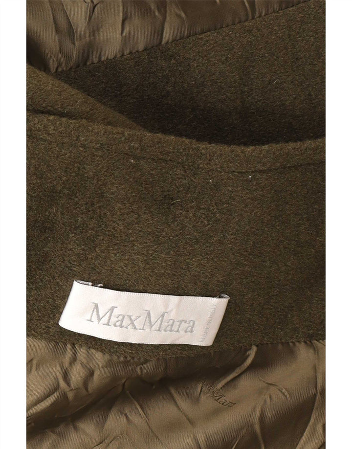 Max Mara Manteau Femme UK 12 Laine Vierge Kaki Moyen
