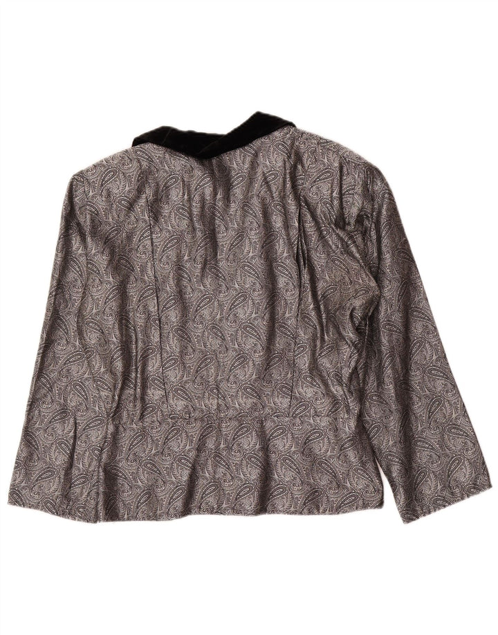 vintage Femme Cardigan Top IT 42 Moyen Argent Paisley Soie