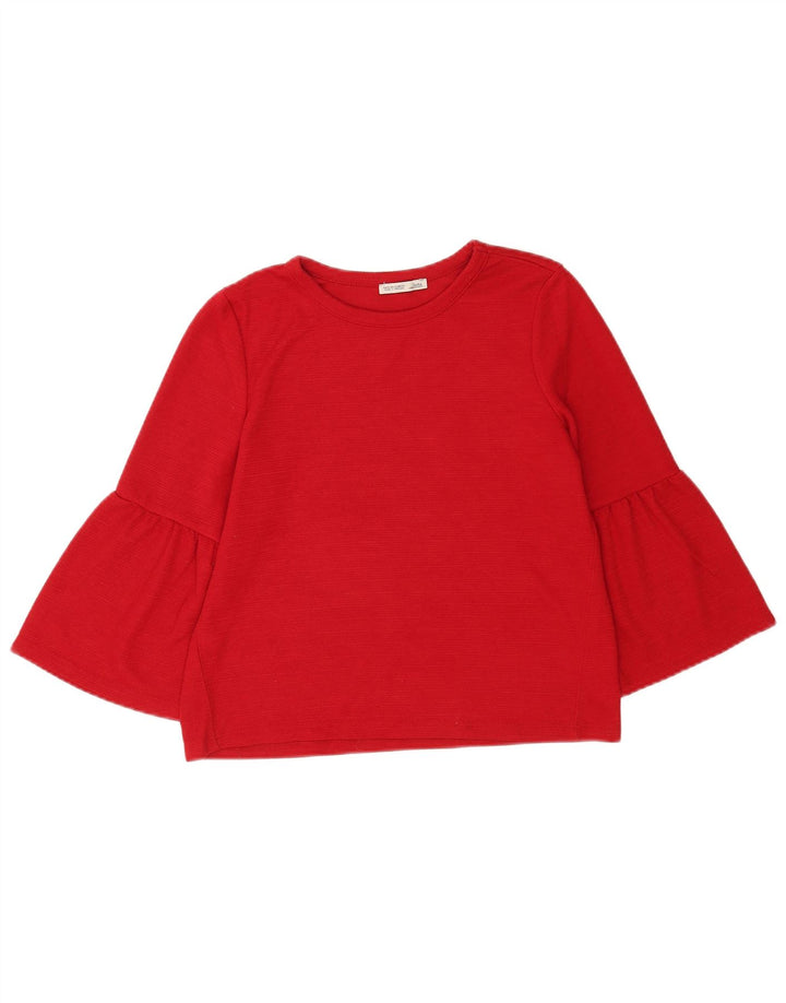 Zara Femme Top Manches 3/4 UK 12 Rouge Moyen