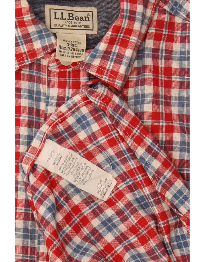 L.L.Bean Chemise à manches courtes pour homme en coton à petits carreaux rouges