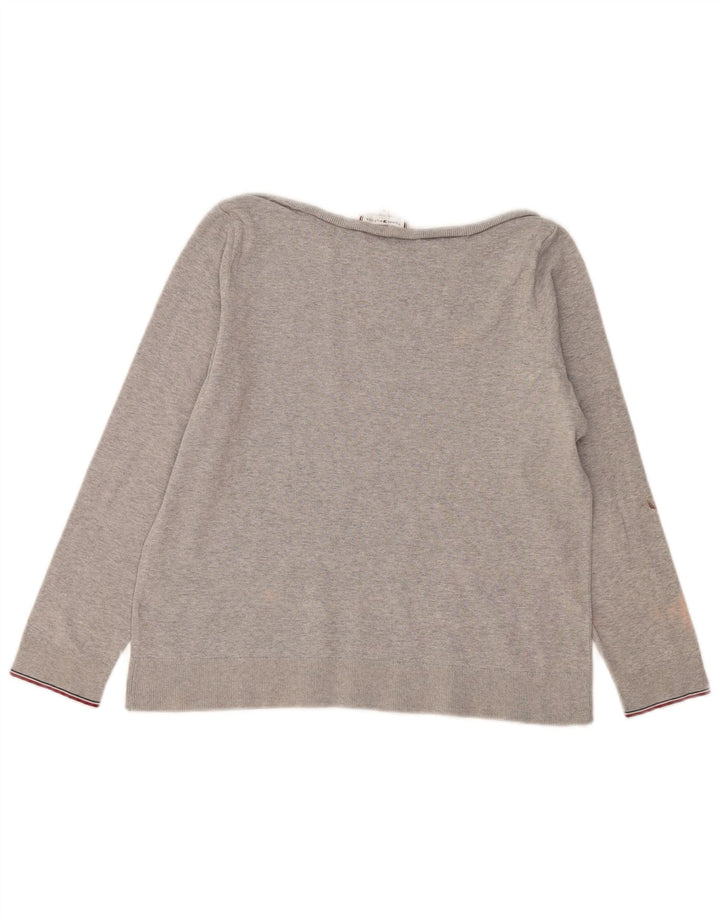 TOMMY HILFIGER Womens Boat Neck Jumper Sweater UK 14 Medium Grey