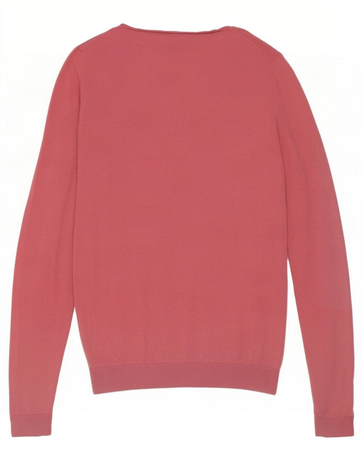 Massimo Dutti Pull col V pour femme UK 12 Soie rose moyen