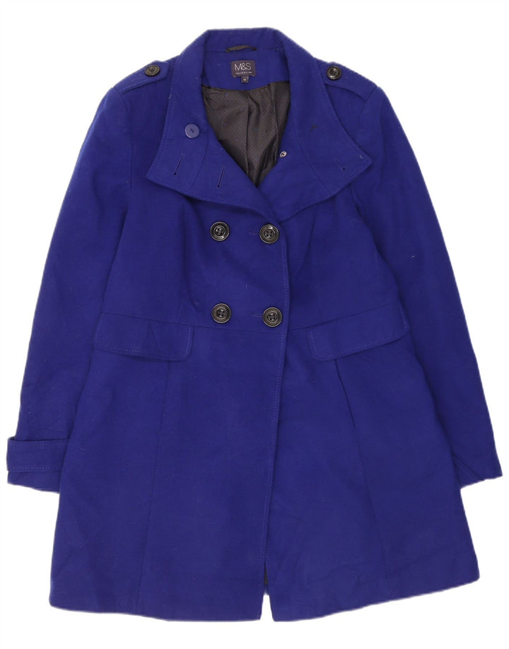 Marks & Spencer Manteau militaire double boutonnage pour femme UK 12 Bleu moyen