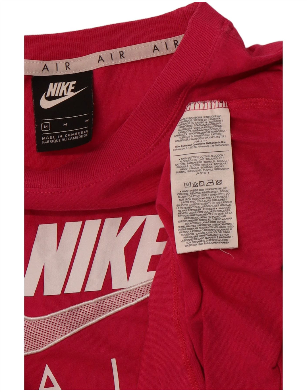 NIKE T-Shirt Air Graphic Homme Rose Moyen Coton