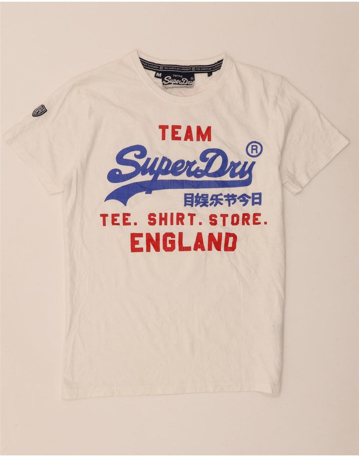 Superdry T-Shirt Graphique Homme Blanc Moyen Coton
