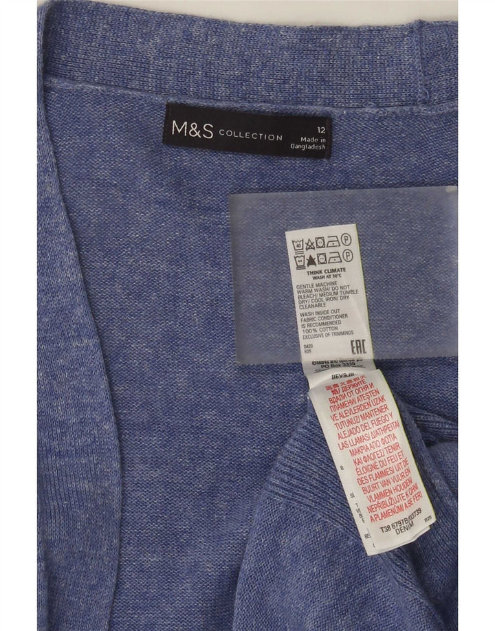 Marks & Spencer Pull cardigan ouvert pour femme UK 12 Bleu moyen moucheté