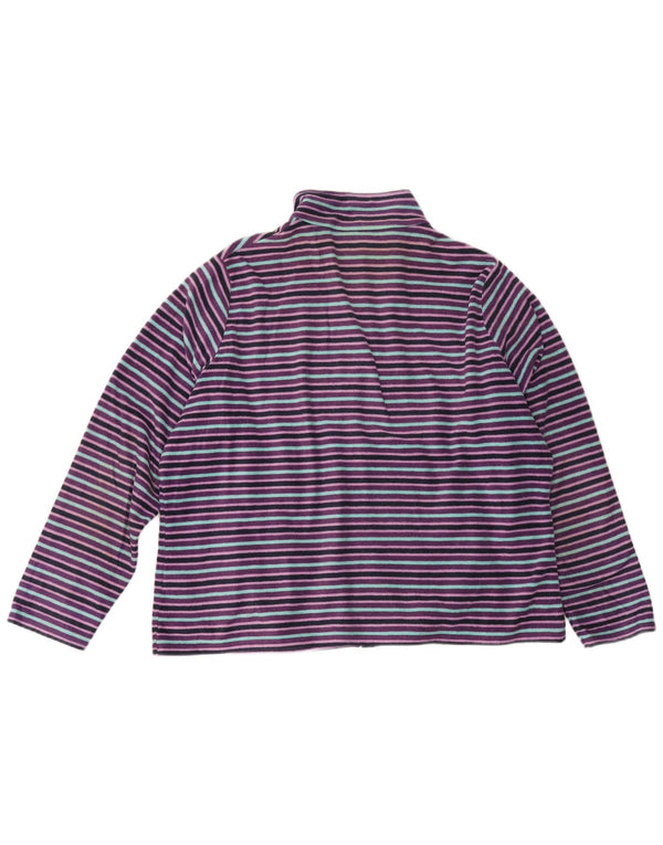 Marks & Spencer Veste Polaire Femme UK 22 2XL Violet Rayé Polyester