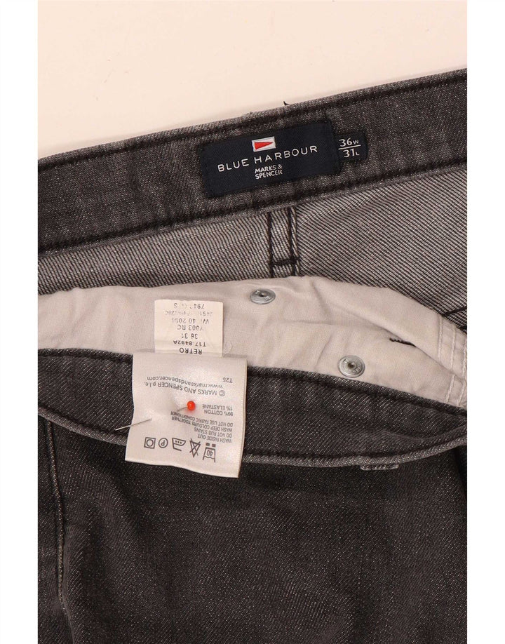 Marks & Spencer Jean Droit Bleu Harbor Homme W36 L31 Gris Coton