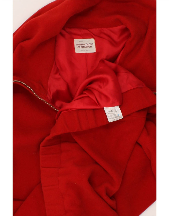BENETTON Womens Oversized Bomber Jacket IT 42 Medium Red Wool Vintage Benetton and Second-Hand Benetton from Messina Hembry 