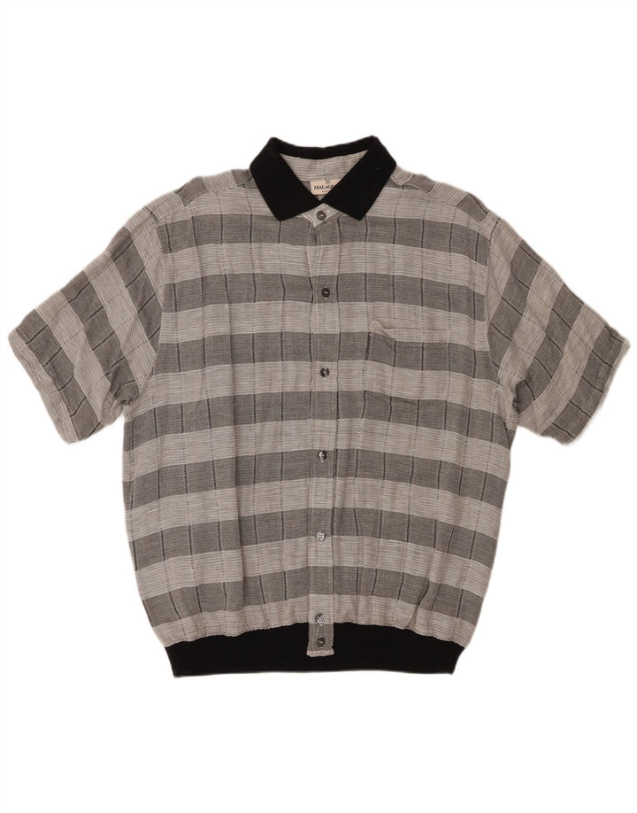 MALAGRIDA Chemise à Manches Courtes Homme XL Gris Carreaux Coton
