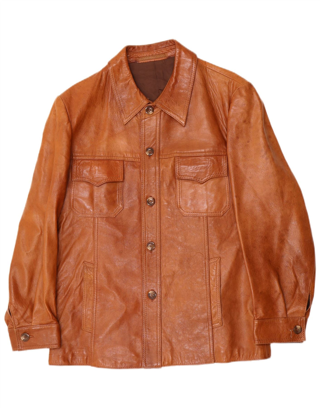 VINTAGE Veste en cuir homme UK 38 Cuir marron moyen