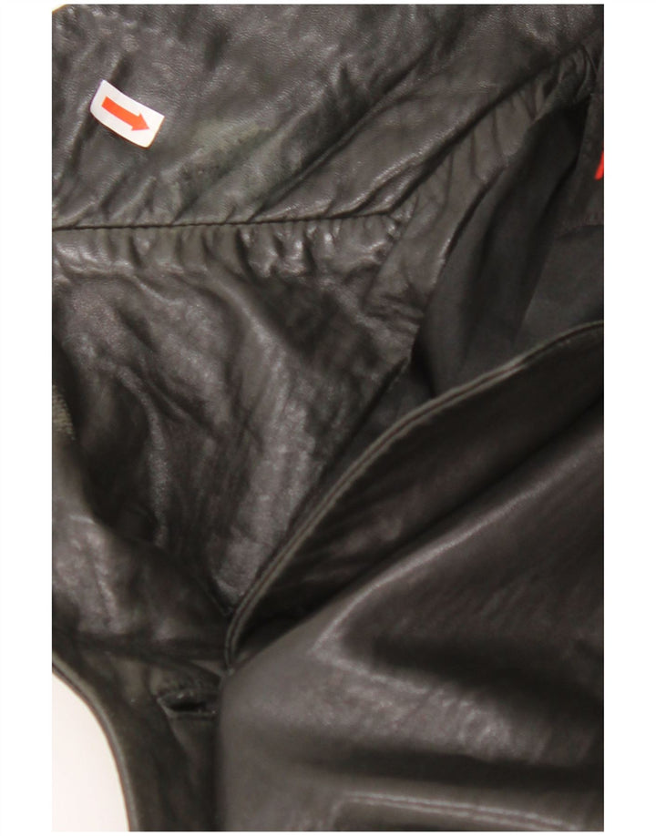 MAURITIUS Veste blazer en cuir à 3 boutons pour femme UK 18 XL Cuir noir