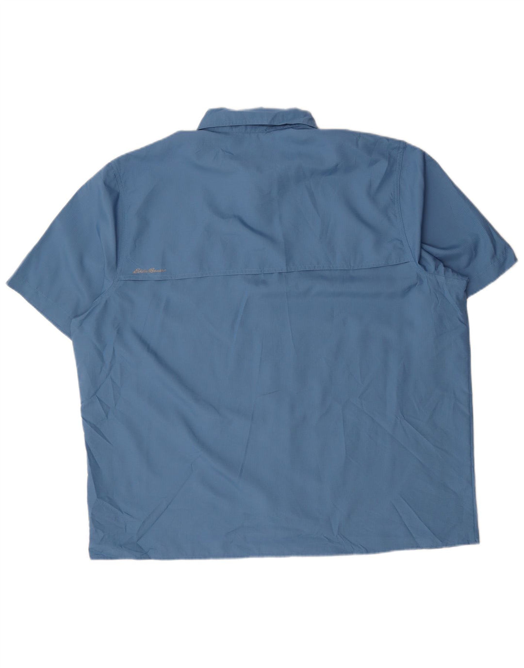 EDDIE BAUER Mens Big & Tall Short Sleeve Shirt 2XL Blue Polyester