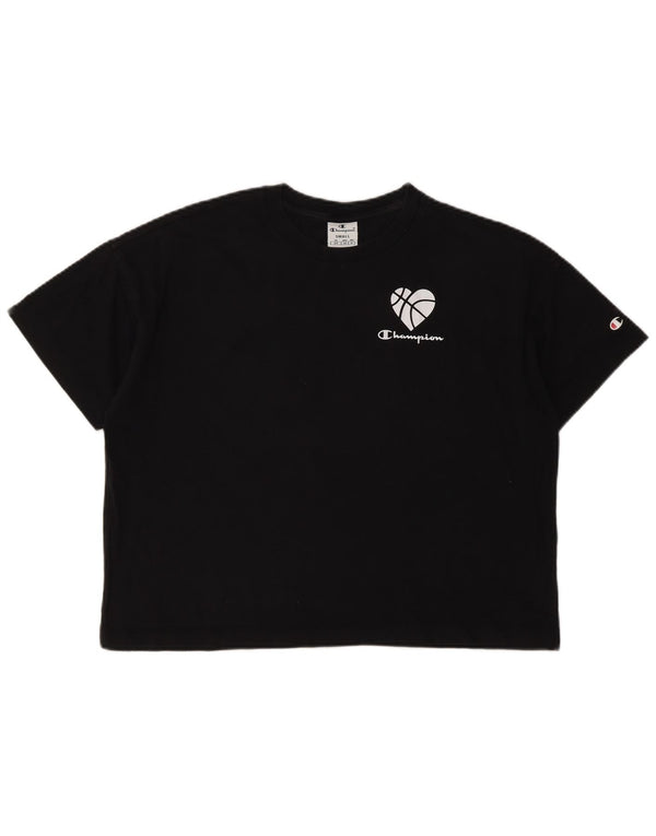 CHAMPION T-shirt court surdimensionné pour femme UK 10 Small Noir