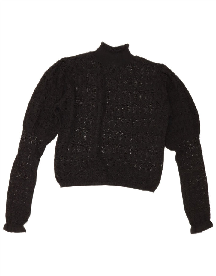 Zara Pull transparent à col roulé pour femme UK 12 Noir moyen