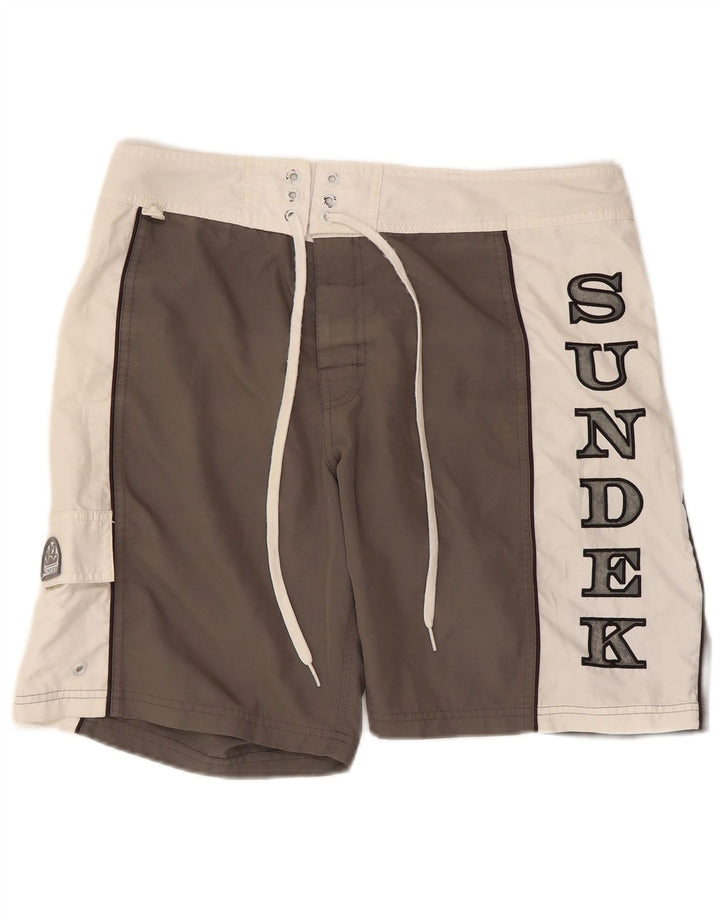 Sundek Short de Bain Graphique Homme Gris Moyen Colourblock