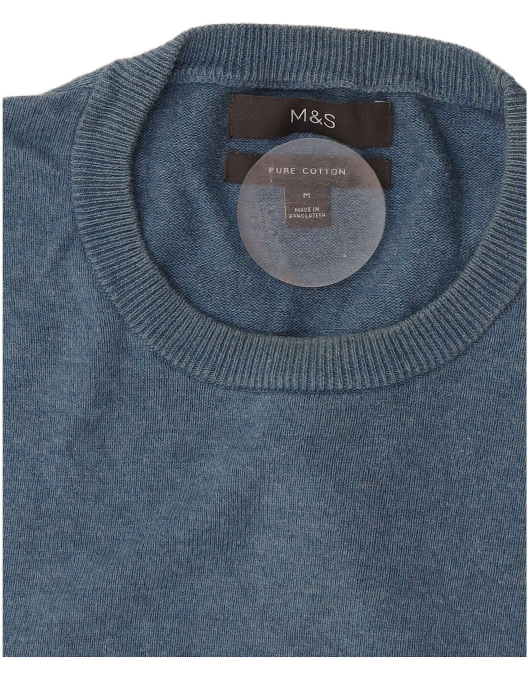 Marks & Spencer Pull Col Rond Homme Bleu Moyen Coton