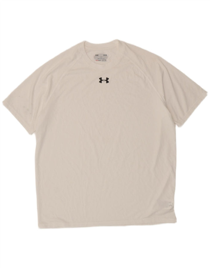UNDER ARMOUR T-shirt Heat Gear pour hommes Grand Blanc Polyester