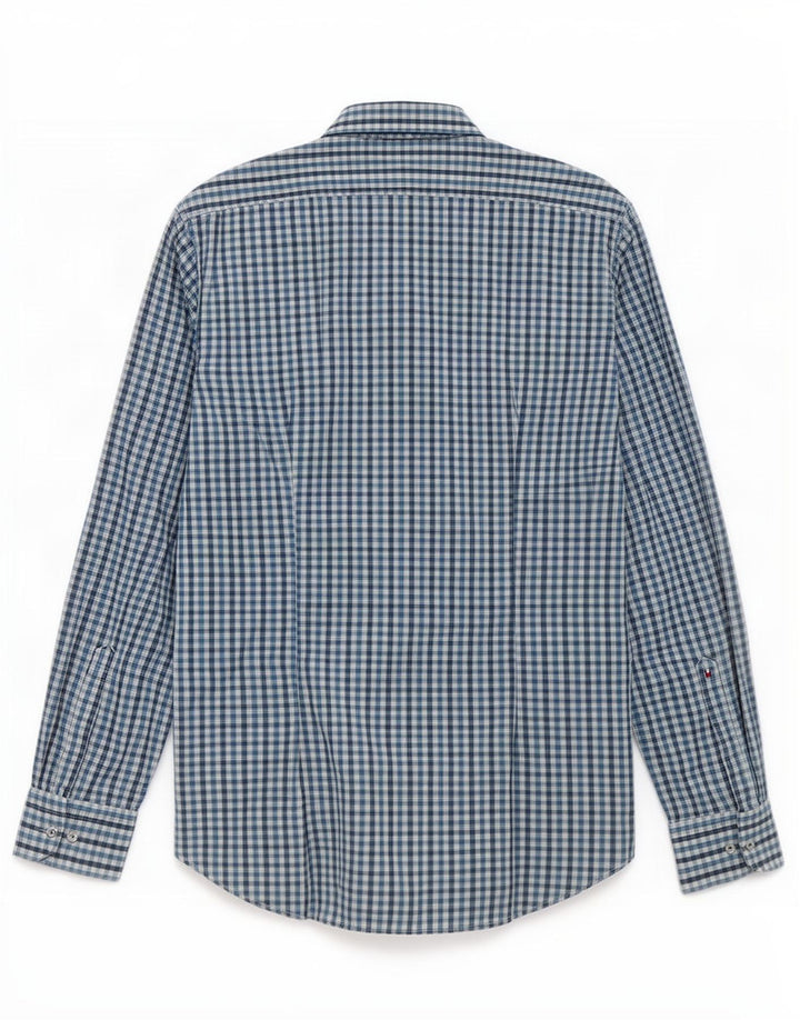 Tommy Hilfiger Chemise sur mesure pour homme Taille 39 15 1/2 Vichy bleu moyen