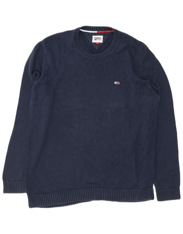 Tommy Hilfiger Pull à col rond pour homme en coton bleu marine Taille L
