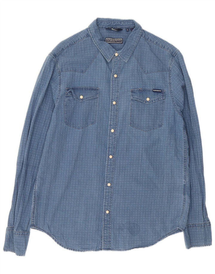 Superdry Chemise Homme Grand Carreau Bleu Coton