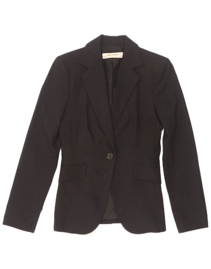 Zara Veste Blazer 1 Bouton Femme EU 34 2XS Noir