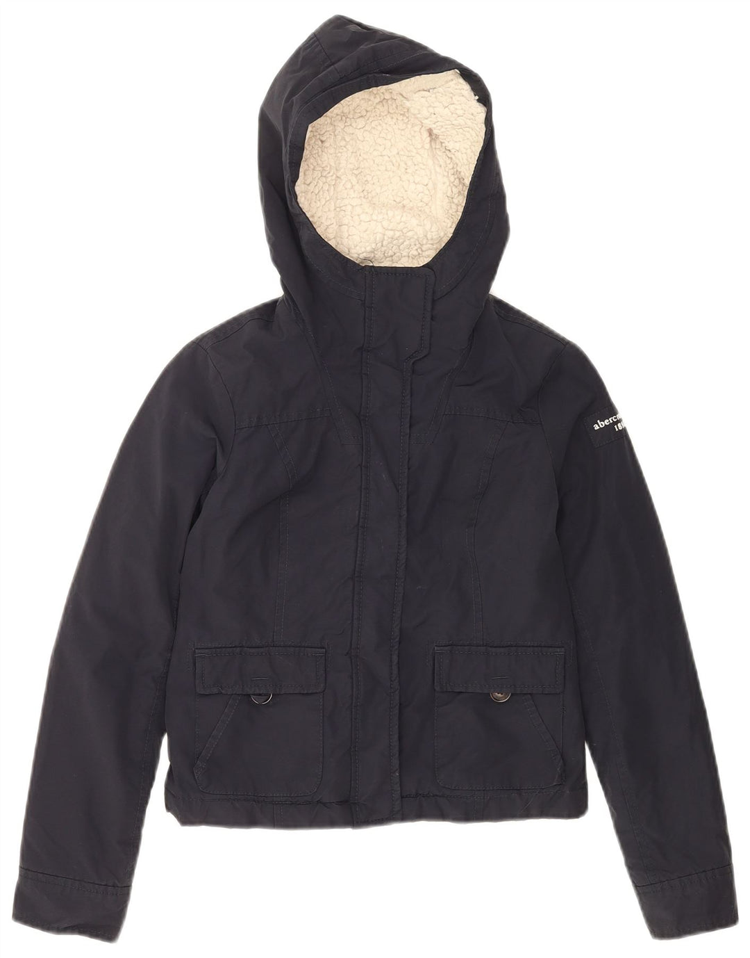 ABERCROMBIE & FITCH Veste bomber à capuche pour fille 11-12 ans Bleu marine Taille L