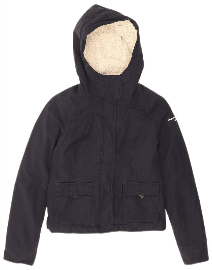ABERCROMBIE & FITCH Veste bomber à capuche pour fille 11-12 ans Bleu marine Taille L