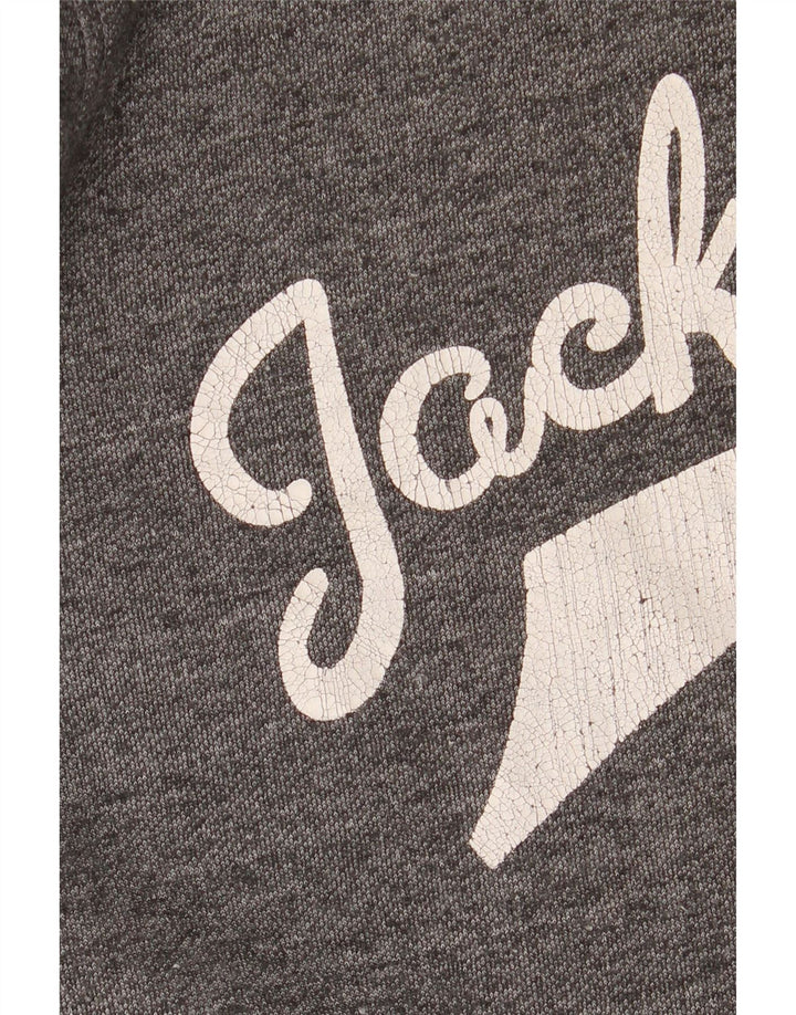 Jack & Jones Pull à Capuche Graphique Homme Gris Moyen Moucheté Polyester