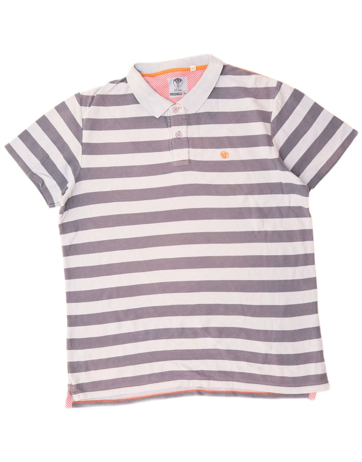 FAT FACE Polo Homme XL Bleu Rayé Coton