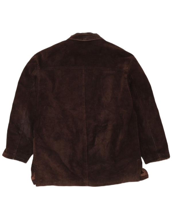 vintage Mens Loose Fit Suede Jacket UK 36 Petit Cuir Brun
