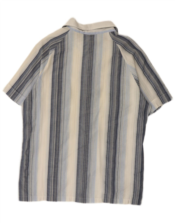 LEE Chemise pull à manches courtes pour homme en coton rayé bleu
