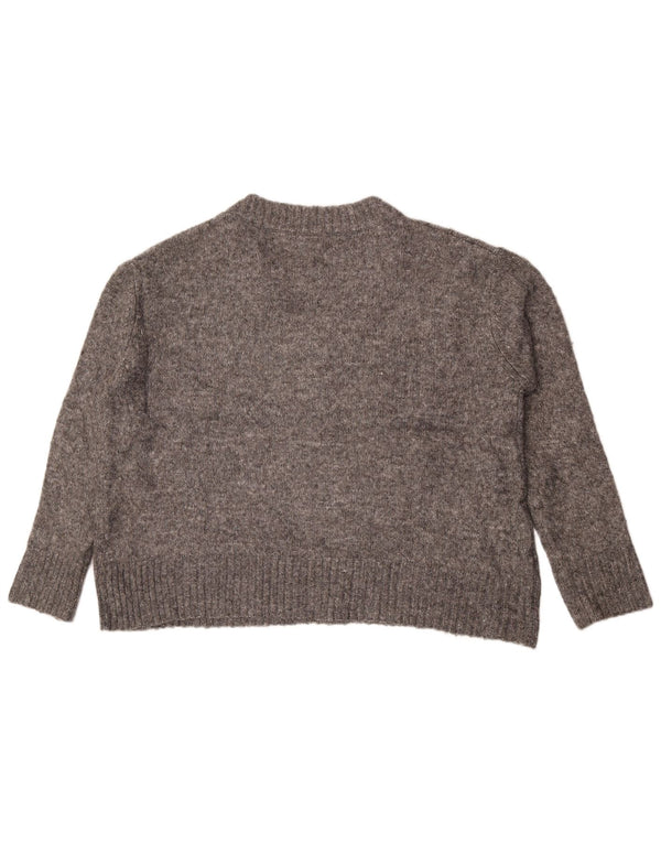 Zara Pull surdimensionné à col en V pour femme UK 10 Petit gris moucheté