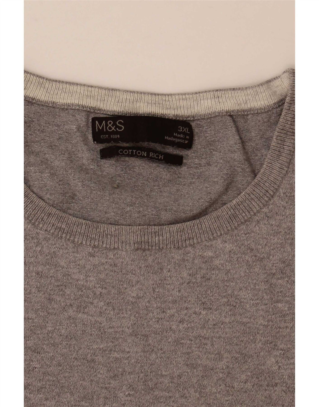 Marks & Spencer Pull à col rond pour homme 3XL Gris Colorblock