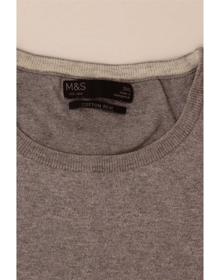 Marks & Spencer Pull à col rond pour homme 3XL Gris Colorblock
